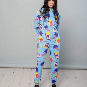 Nooworks Light Blue Snacks Printed Jumpsuit